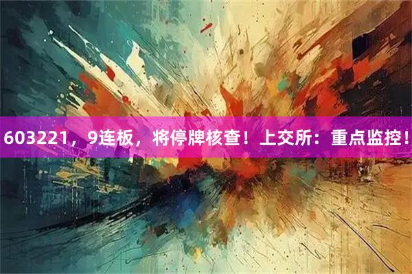 603221，9连板，将停牌核查！上交所：重点监控！